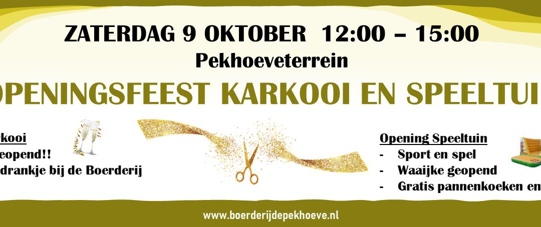 Openingsfeest zaterdag 9 oktober!